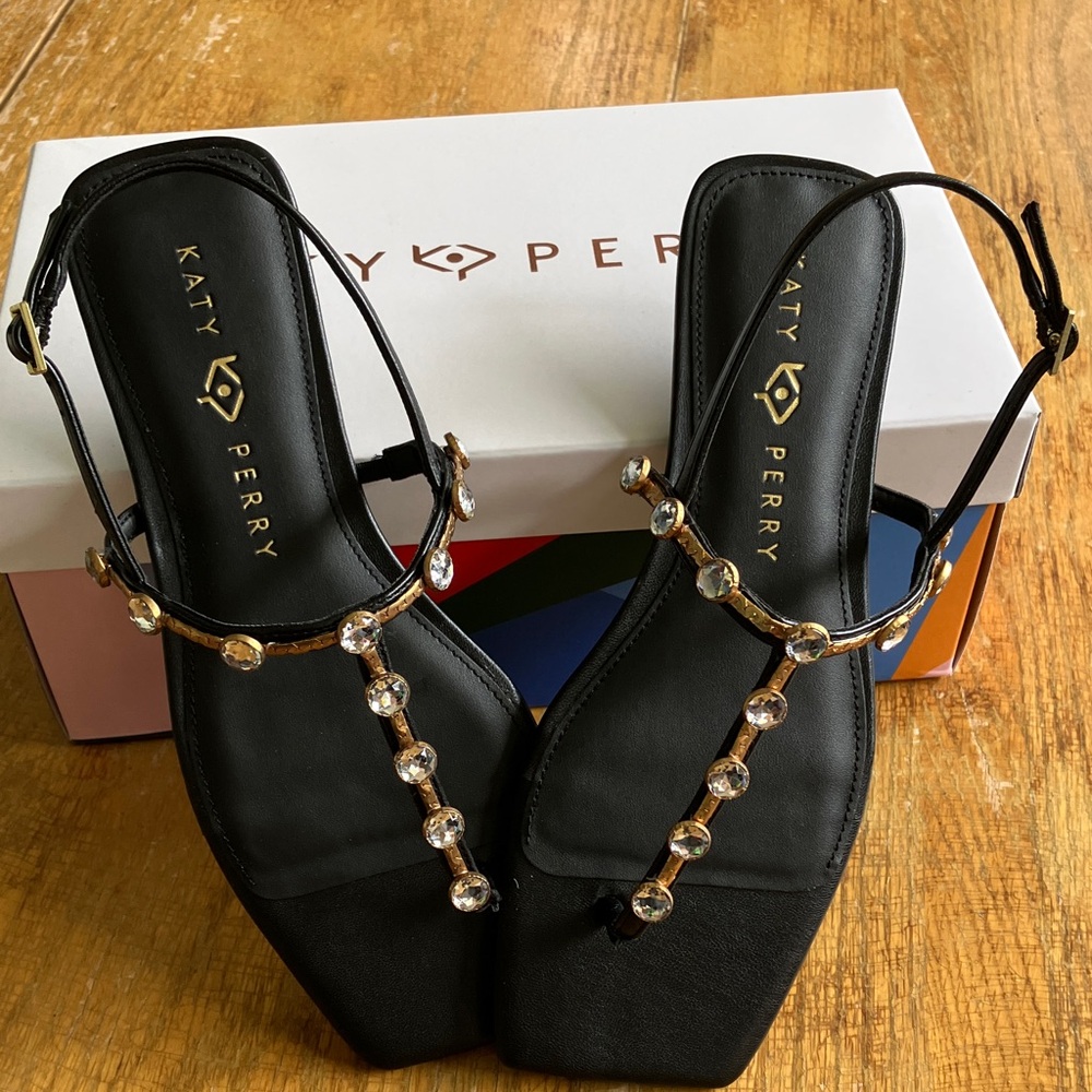 Katy Perry Collections Black Sandals with Gold and Silver Details
